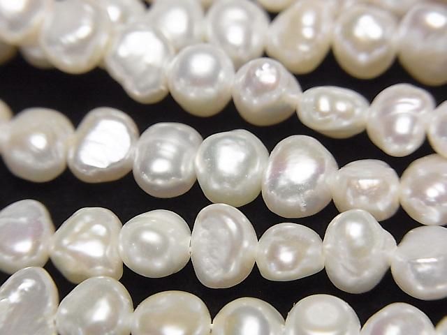 [Video] Fresh Water Pearl AA+ Potato - Baroque 6-7mm White 1strand beads (approx. 15inch/36cm)