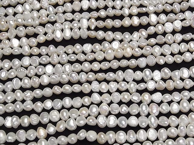 [Video] Fresh Water Pearl AA+ Potato - Baroque 6-7mm White 1strand beads (approx. 15inch/36cm)