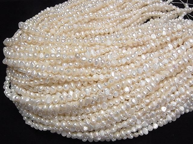 [Video] Fresh Water Pearl AA+ Potato - Baroque 6-7mm White 1strand beads (approx. 15inch/36cm)
