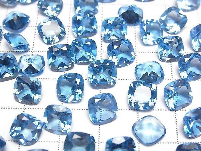 [Video] High Quality Swiss Blue Topaz AAA Loose Stone Square Faceted 8x8mm 1pc