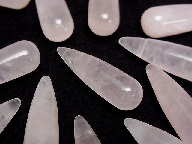 [Video] Rose Quartz AA++ Drop (Smooth) 25x8mm 2pcs