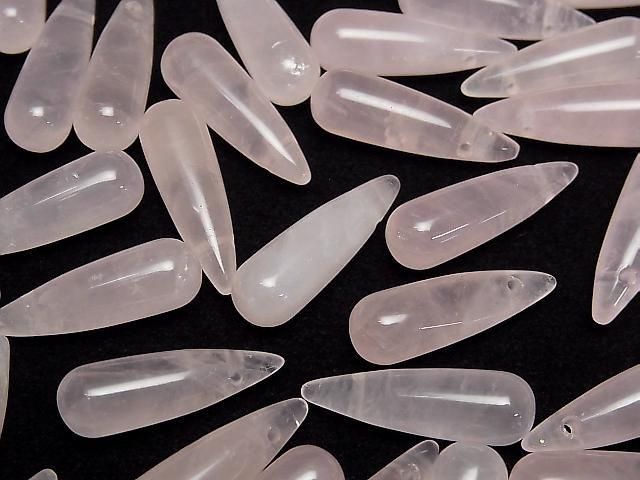 [Video] Rose Quartz AA++ Drop (Smooth) 25x8mm 2pcs
