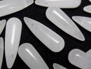 [Video] White Jade Drop (Smooth) 25x8mm 2pcs