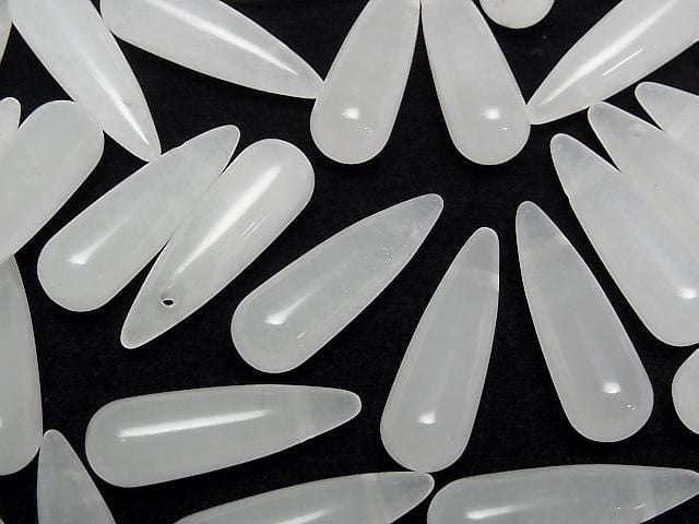 [Video] White Jade Drop (Smooth) 25x8mm 2pcs