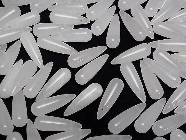 [Video] White Jade Drop (Smooth) 25x8mm 2pcs