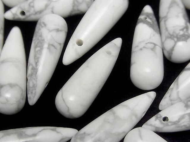 [Video] Howlite Magnesite Drop (Smooth) 25x8mm 2pcs