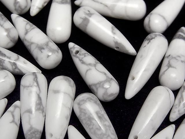 [Video] Howlite Magnesite Drop (Smooth) 25x8mm 2pcs