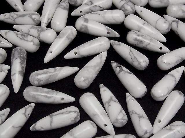 [Video] Howlite Magnesite Drop (Smooth) 25x8mm 2pcs