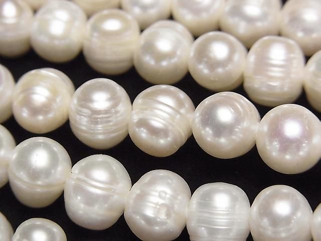 [Video] Fresh Water Pearl AA Wrinkle Potato 8-9mm White 1strand beads (approx. 15inch/36cm)
