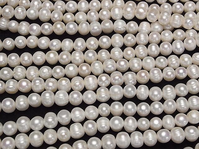 [Video] Fresh Water Pearl AA Wrinkle Potato 8-9mm White 1strand beads (approx. 15inch/36cm)