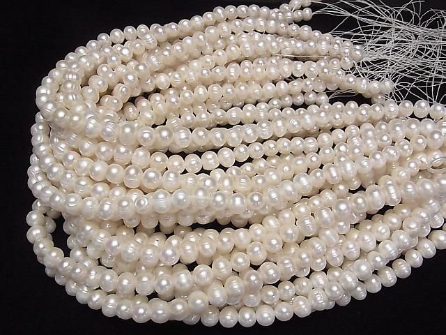 [Video] Fresh Water Pearl AA Wrinkle Potato 8-9mm White 1strand beads (approx. 15inch/36cm)