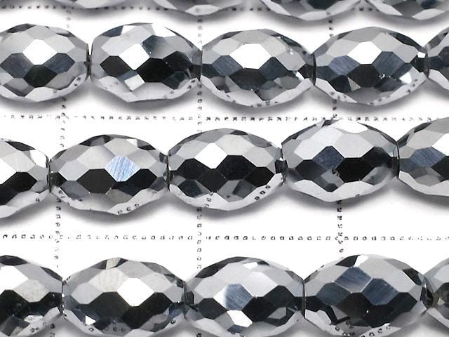 [Video] High Quality! Terahertz Faceted Rice 8x6x6mm half or 1strand beads (aprx.14inch/34cm)