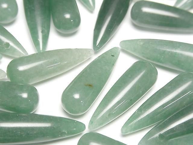 [Video] Green Aventurine Drop (Smooth) 25x8mm 2pcs