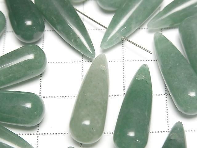 [Video] Green Aventurine Drop (Smooth) 25x8mm 2pcs