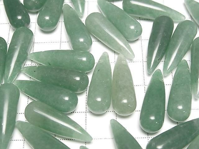[Video] Green Aventurine Drop (Smooth) 25x8mm 2pcs