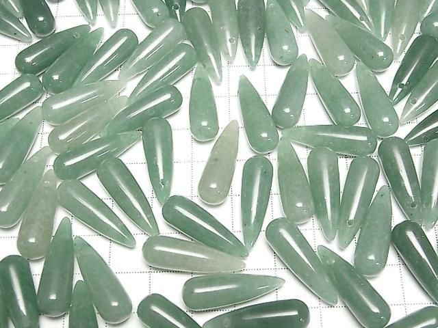 [Video] Green Aventurine Drop (Smooth) 25x8mm 2pcs