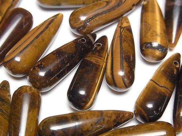 [Video] Yellow Tiger's Eye AA+ Drop (Smooth) 25x8mm 2pcs