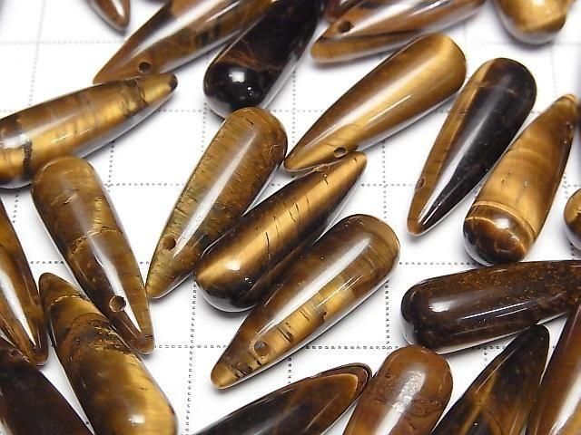 [Video] Yellow Tiger's Eye AA+ Drop (Smooth) 25x8mm 2pcs