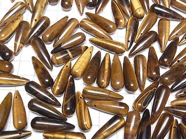 [Video] Yellow Tiger's Eye AA+ Drop (Smooth) 25x8mm 2pcs
