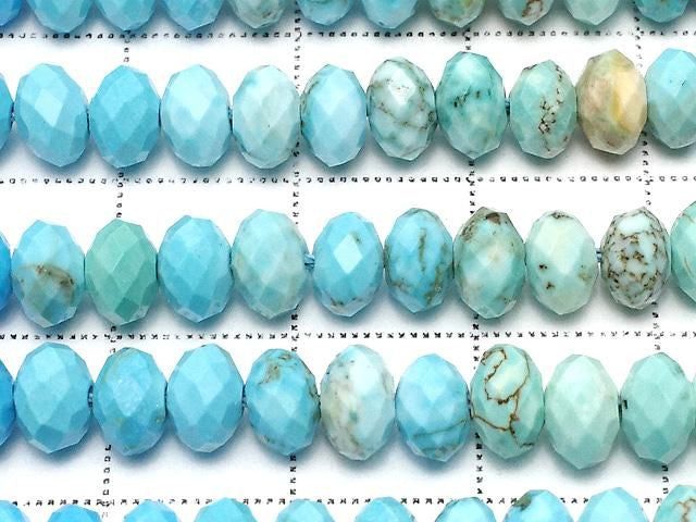 [Video]High Quality! Magnesite Turquoise Faceted Button Rondelle 6x6x3.5mm 1strand beads (aprx.15inch/36cm)