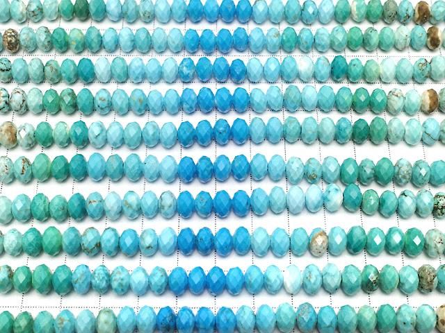 [Video]High Quality! Magnesite Turquoise Faceted Button Rondelle 8x8x5mm 1strand beads (aprx.15inch/37cm)