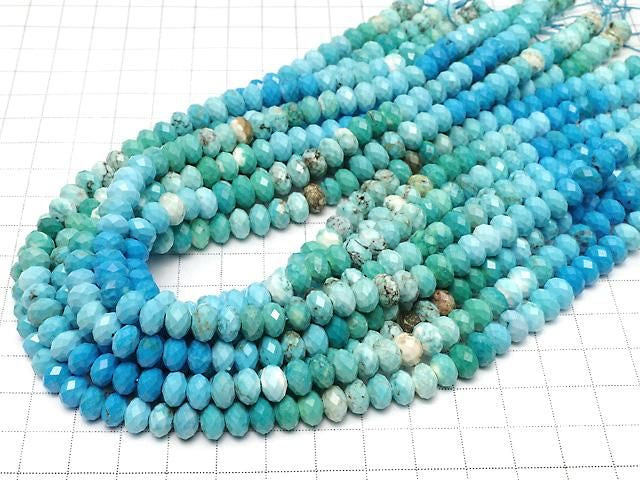 [Video]High Quality! Magnesite Turquoise Faceted Button Rondelle 8x8x5mm 1strand beads (aprx.15inch/37cm)