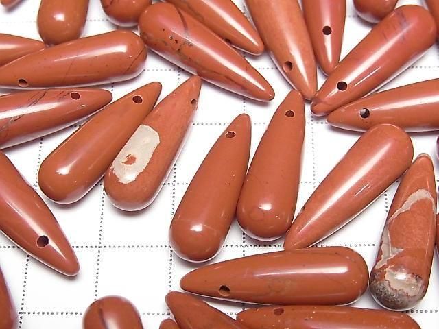 [Video] Red Jasper Drop (Smooth) 25x8mm 2pcs