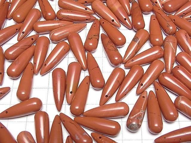 [Video] Red Jasper Drop (Smooth) 25x8mm 2pcs