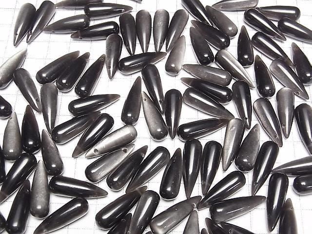 [Video] Silver Obsidian Drop (Smooth) 25x8mm 2pcs