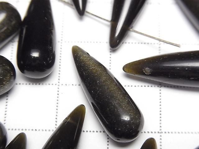 [Video] Golden Obsidian Drop (Smooth) 25x8mm 2pcs