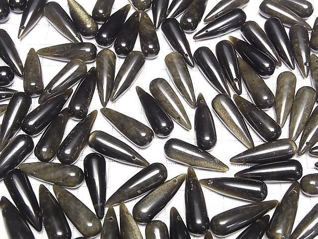 [Video] Golden Obsidian Drop (Smooth) 25x8mm 2pcs