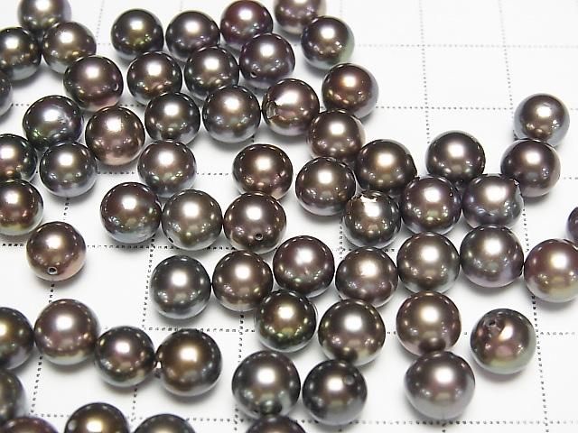 [Video] Japanese Akoya Pearls AA++ Semi Round 6.5-6.8mm Metallic Brown [Half Drilled Hole] 3pcs