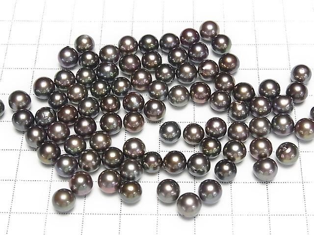 [Video] Japanese Akoya Pearls AA++ Semi Round 6.5-6.8mm Metallic Brown [Half Drilled Hole] 3pcs