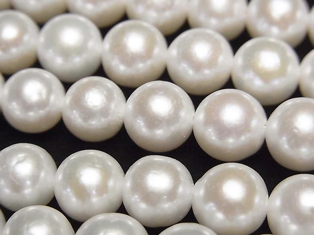 [Video] Fresh Water Pearl AAA- Semi Round 8-9mm White 1strand beads (approx. 15inch/38cm)