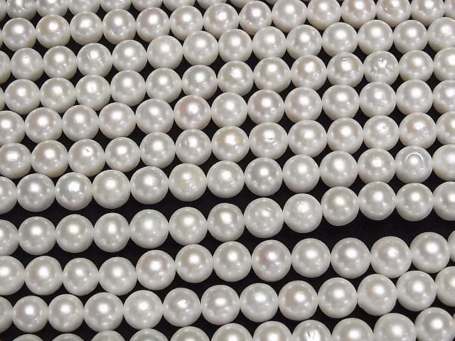[Video] Fresh Water Pearl AAA- Semi Round 8-9mm White 1strand beads (approx. 15inch/38cm)