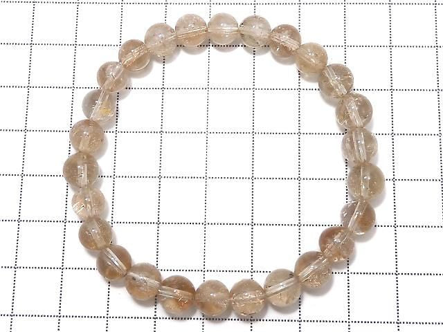 [Video][One of a kind] High Quality Champagne Topaz AAA- Round 7-7.5mm Bracelet NO.21