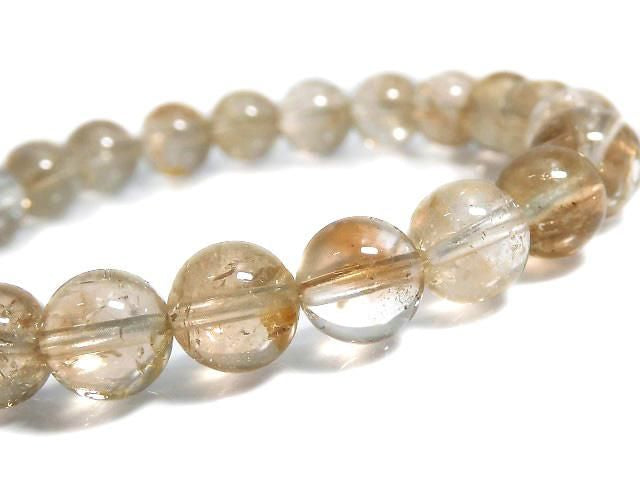 [Video][One of a kind] High Quality Champagne Topaz AAA- Round 8-8.5mm Bracelet NO.24