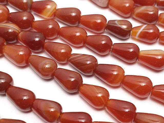 [Video] Carnelian, Sardonyx Vertical Hole Drop (Smooth) 9x6x6mm 1strand beads (aprx.14inch/34cm)