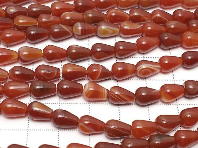 [Video] Carnelian, Sardonyx Vertical Hole Drop (Smooth) 9x6x6mm 1strand beads (aprx.14inch/34cm)