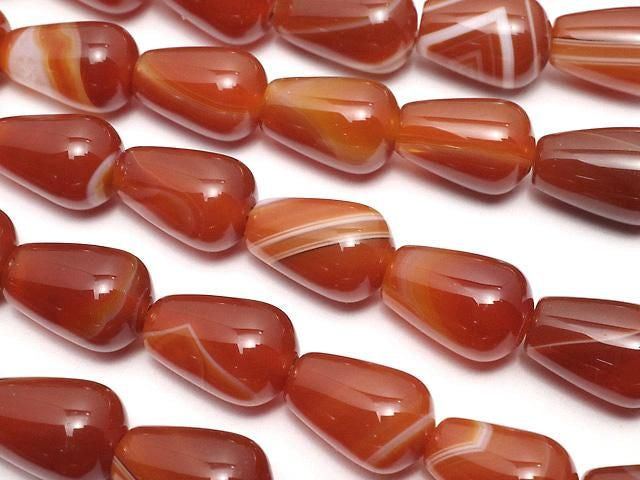 [Video] Carnelian, Sardonyx Vertical Hole Drop (Smooth) 12x8x8mm 1strand beads (aprx.14inch/35cm)