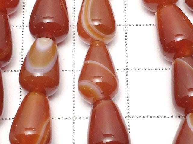 [Video] Carnelian, Sardonyx Vertical Hole Drop (Smooth) 12x8x8mm 1strand beads (aprx.14inch/35cm)