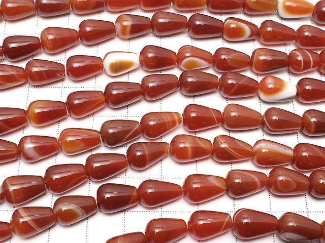 [Video] Carnelian, Sardonyx Vertical Hole Drop (Smooth) 12x8x8mm 1strand beads (aprx.14inch/35cm)