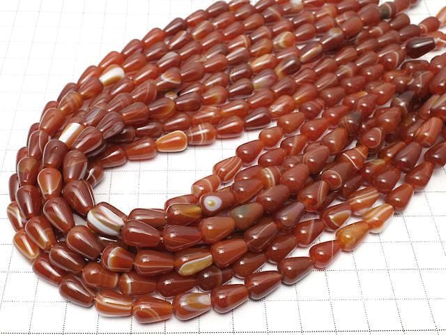 [Video] Carnelian, Sardonyx Vertical Hole Drop (Smooth) 12x8x8mm 1strand beads (aprx.14inch/35cm)
