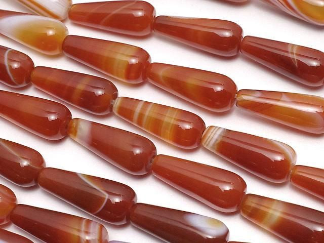 [Video] Carnelian, Sardonyx Vertical Hole Drop (Smooth) 16x6x6mm 1strand beads (aprx.14inch/35cm)