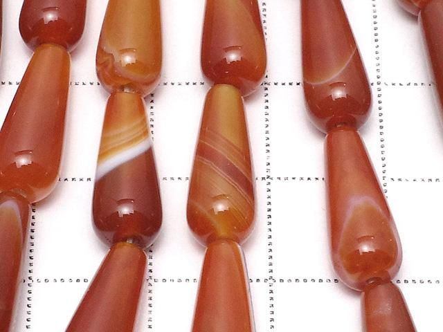 [Video] Carnelian, Sardonyx Vertical Hole Drop (Smooth) 16x6x6mm 1strand beads (aprx.14inch/35cm)