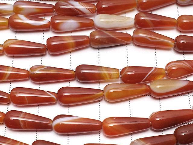 [Video] Carnelian, Sardonyx Vertical Hole Drop (Smooth) 16x6x6mm 1strand beads (aprx.14inch/35cm)