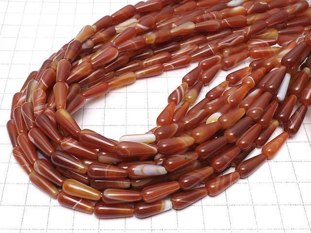 [Video] Carnelian, Sardonyx Vertical Hole Drop (Smooth) 16x6x6mm 1strand beads (aprx.14inch/35cm)
