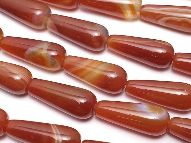 [Video] Carnelian, Sardonyx Vertical Hole Drop (Smooth) 20x8x8mm 1strand beads (aprx.15inch/36cm)