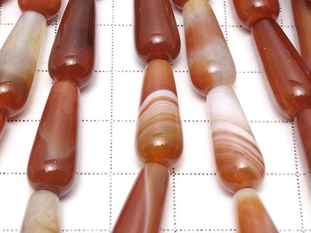 [Video] Carnelian, Sardonyx Vertical Hole Drop (Smooth) 20x8x8mm 1strand beads (aprx.15inch/36cm)