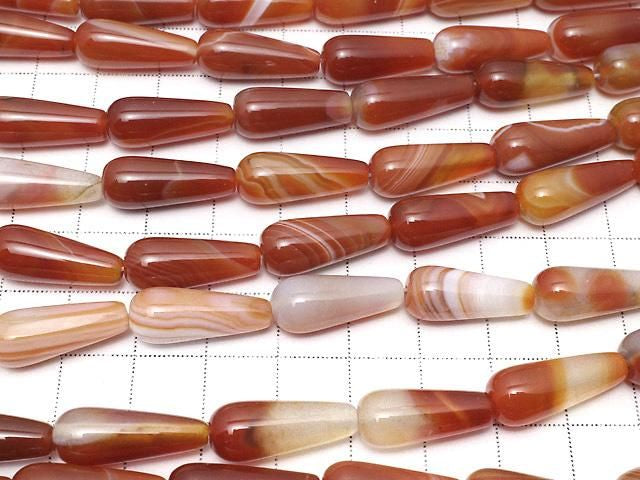 [Video] Carnelian, Sardonyx Vertical Hole Drop (Smooth) 20x8x8mm 1strand beads (aprx.15inch/36cm)